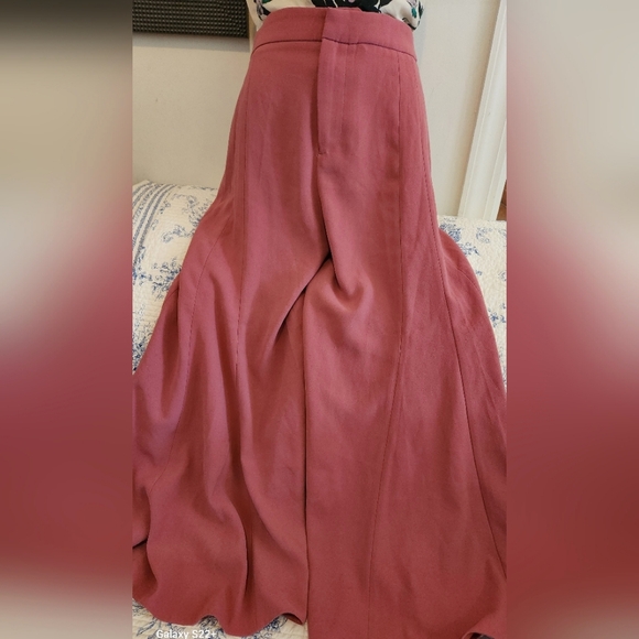 Zara Flowy Super Wide Leg Culotte Pink Maxi Pants - Picture 1 of 10